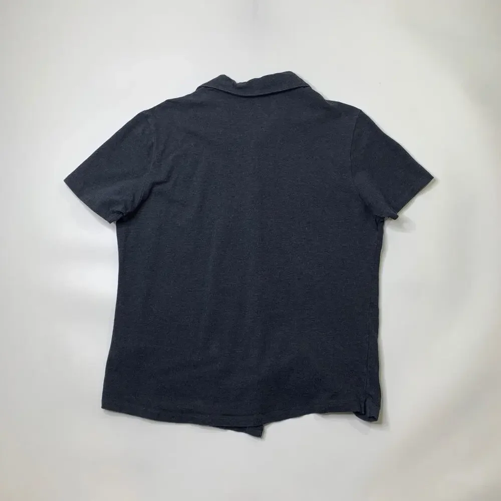 Robert Barakett Shirt Mens M Medium Indigo Brody Short Sleeve Knit Button Up
